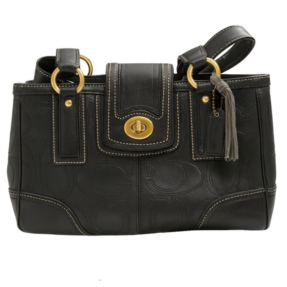 Coach Y2K Leather Hampton Turnlock Satchel Bag Black 2007 – EUC - Picture 4 of 11